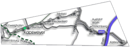 Der Weg nach Kapsweyer ( Wissembourg, Schweighofen, Steinfeld, Schaidt, Freckenfeld, Minfeld, Kandel, Langenberg, Wörth, Karslruhe, Pamina Radweg )